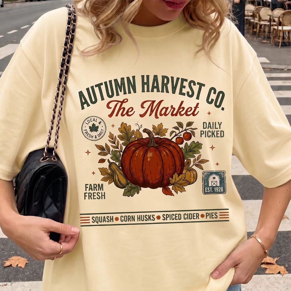 Farm Fresh Pumpkin Patch T-Shirt | Retro Fall Vibes Graphic Tee | MAYZING