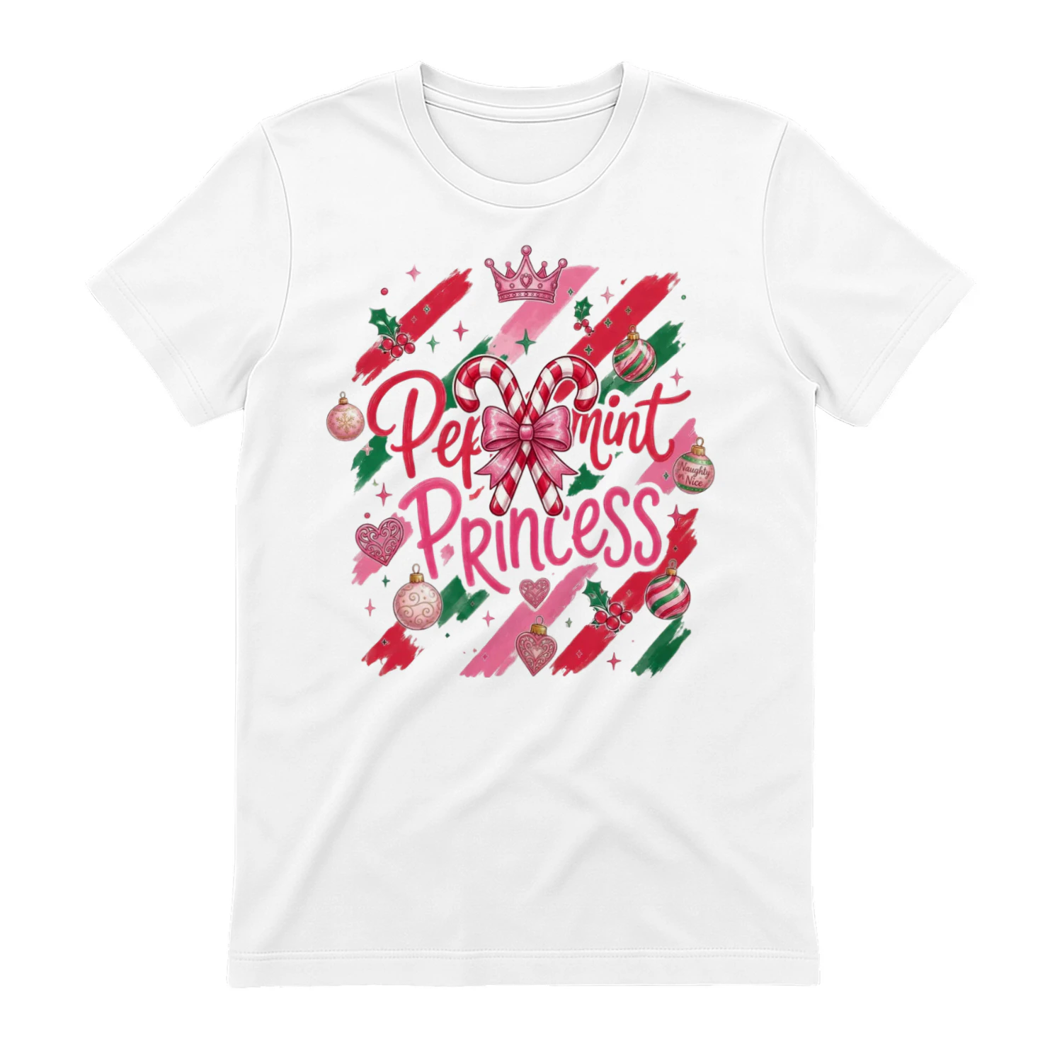 Peppermint Princess T-Shirt | Cute Pink Candy Cane Christmas Shirt
