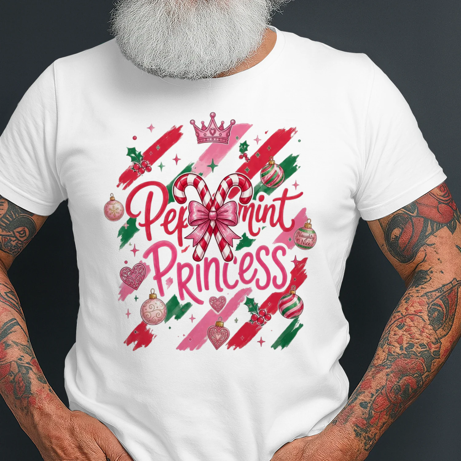 Peppermint Princess T-Shirt | Cute Pink Candy Cane Christmas Shirt