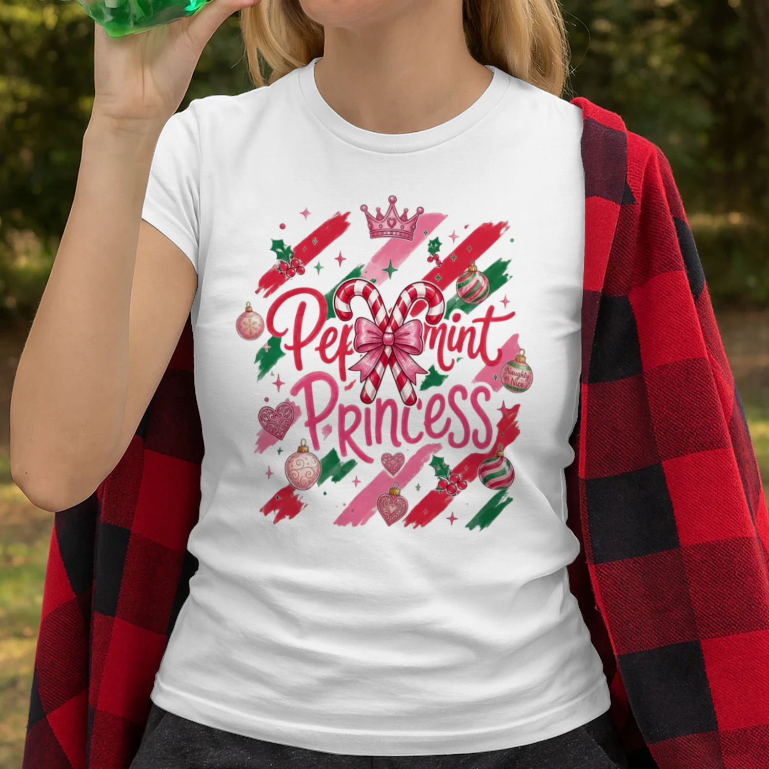 Peppermint Princess T-Shirt | Cute Pink Candy Cane Christmas Shirt