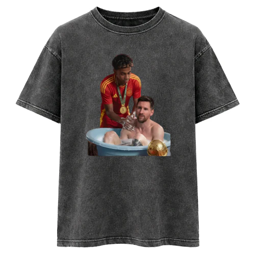Lamine Yamal Bathes Messi Funny Soccer Meme T-Shirt
