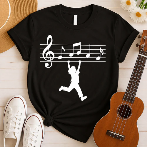 Music Notes Kid Silhouette T-Shirt