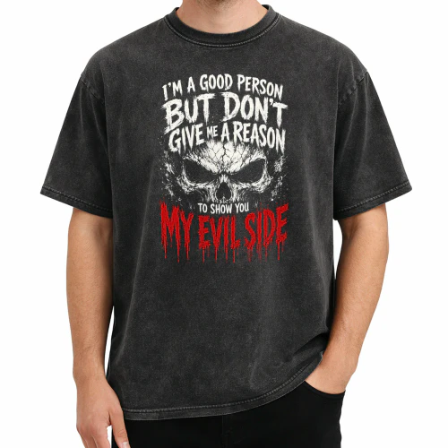 Evil Side Skull Grunge T-shirt