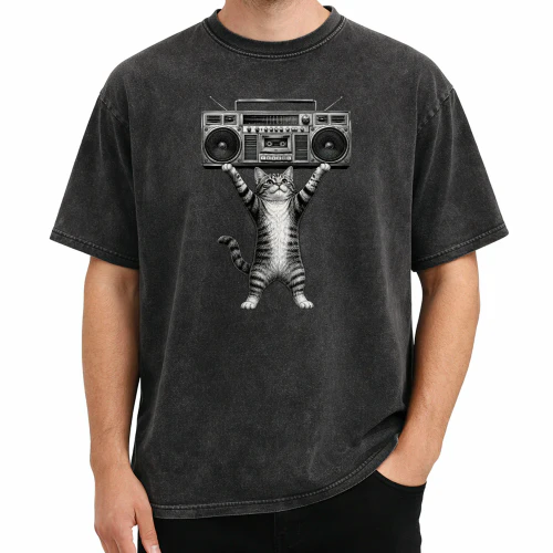 Retro Boombox Cat T-shirt