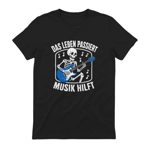 Das Leben Passiert Musik Hilft Skelett T-Shirt
