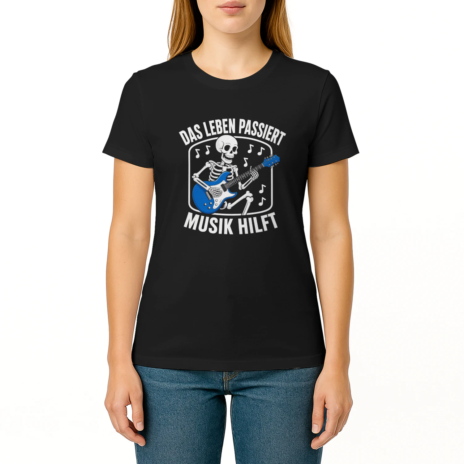 Das Leben Passiert Musik Hilft Skelett T-Shirt