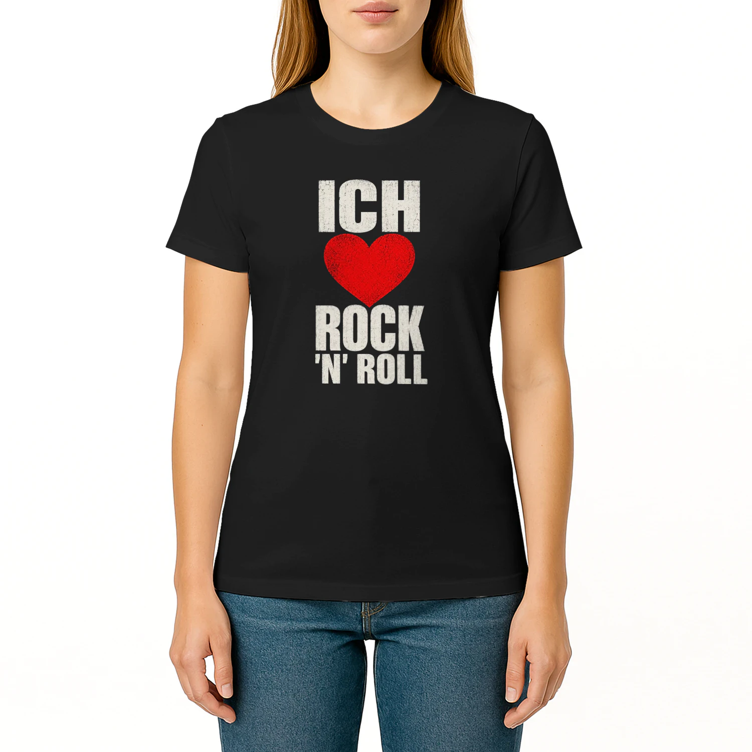 Ich Liebe Rock 'n' Roll Herz Vintage Musik T-Shirt