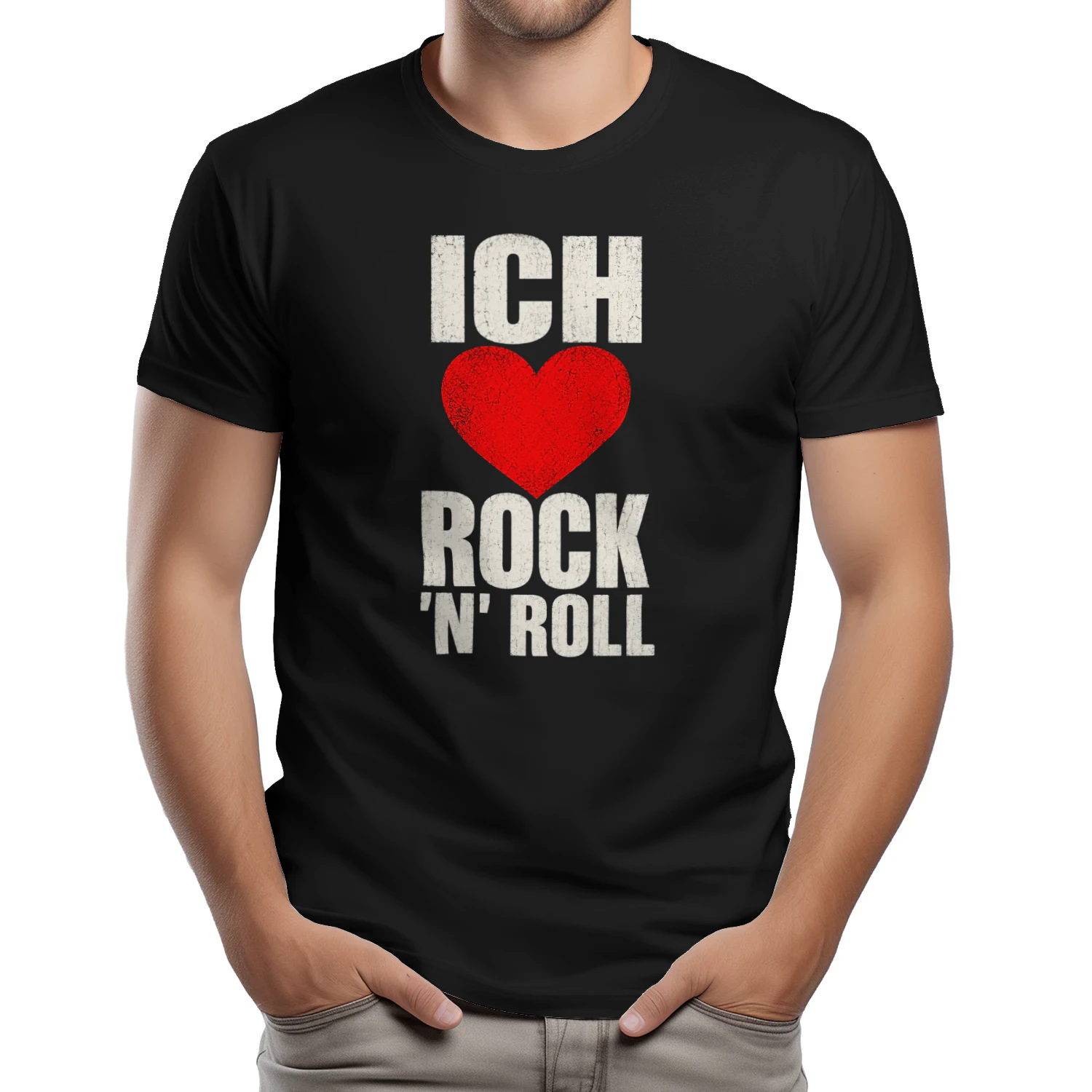 Ich Liebe Rock 'n' Roll Herz Vintage Musik T-Shirt