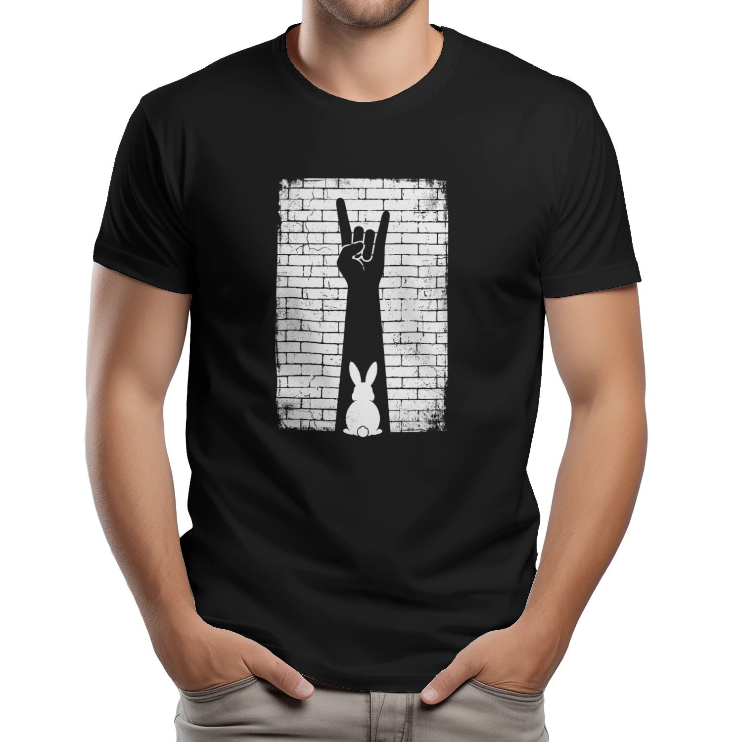 Rockmusik Hase Horns Schatten T-Shirt
