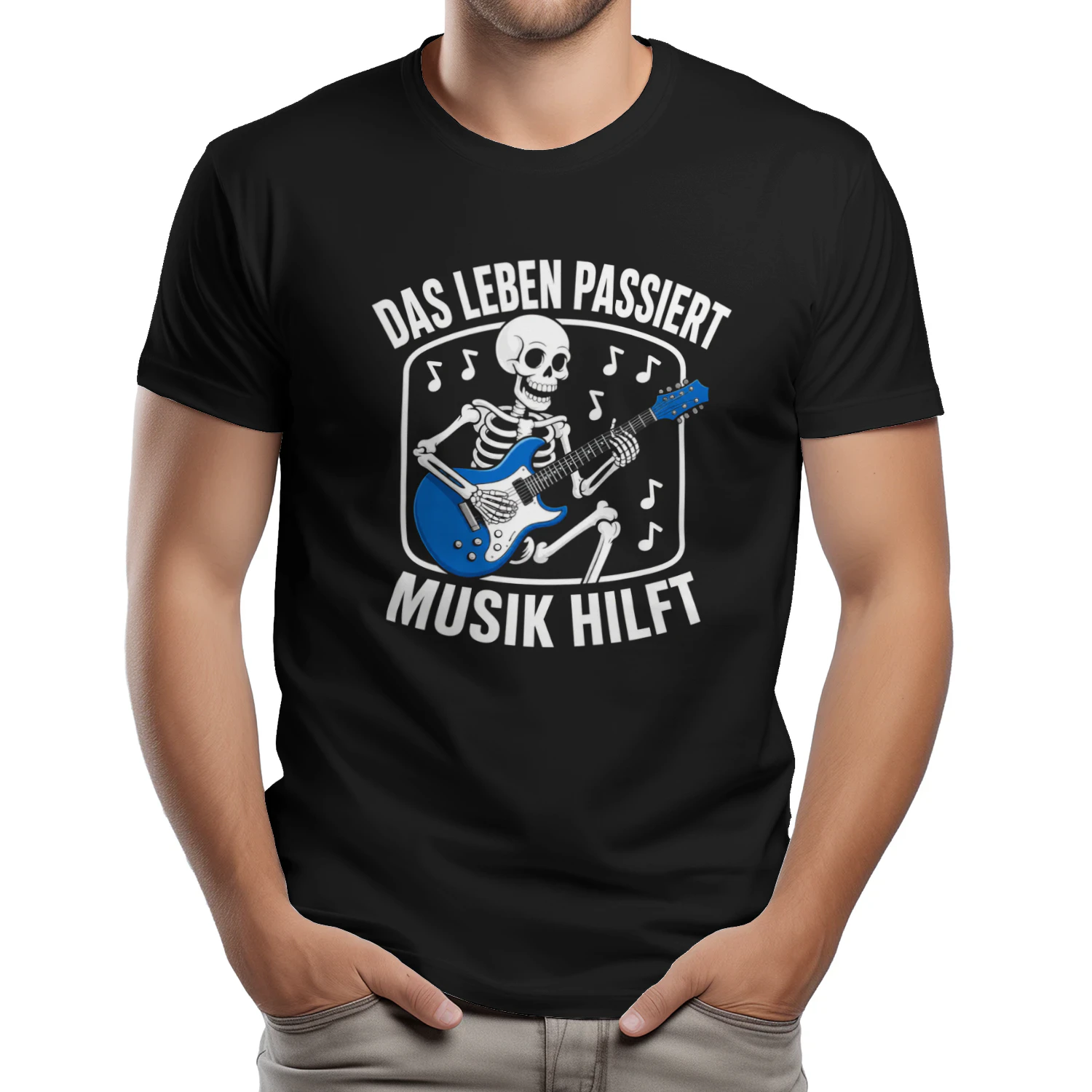 Das Leben Passiert Musik Hilft Skelett T-Shirt