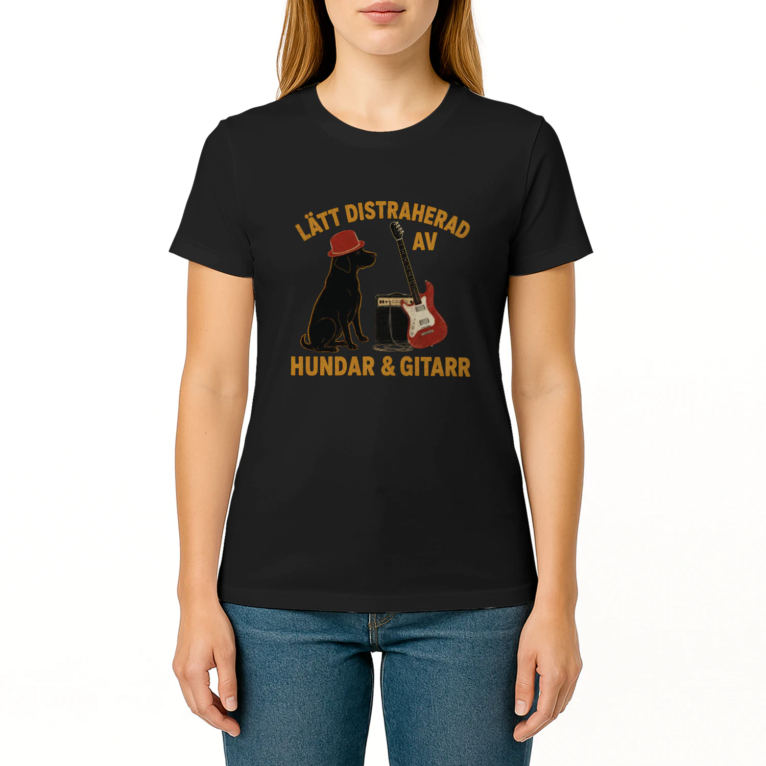 Hund & Gitarr Distraherad T-shirt