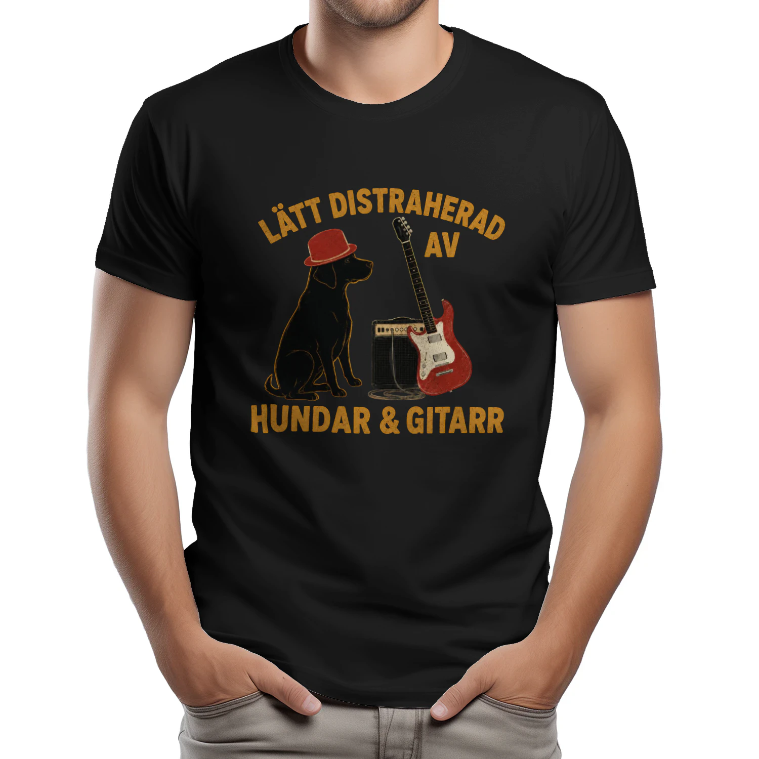 Hund & Gitarr Distraherad T-shirt