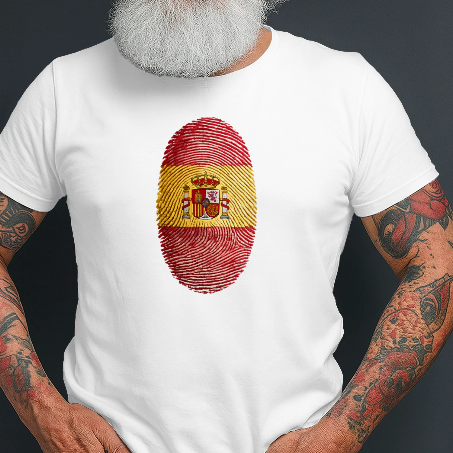 Spain Flag Fingerprint T-Shirt Spanish Pride Patriotic Heritage Graphic Tee