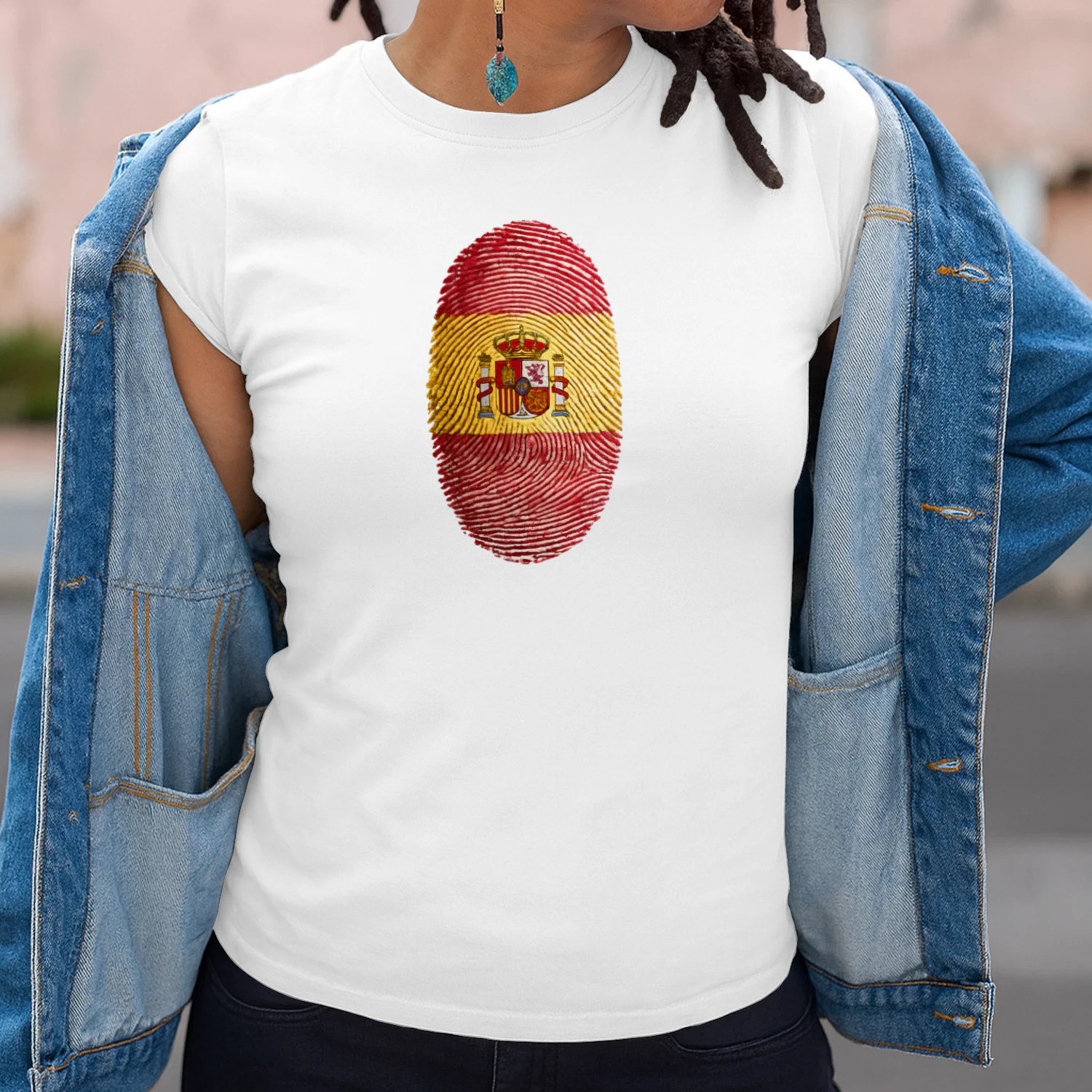 Spain Flag Fingerprint T-Shirt Spanish Pride Patriotic Heritage Graphic Tee