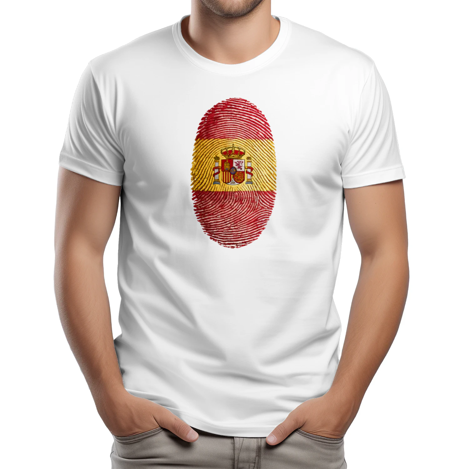 Spain Flag Fingerprint T-Shirt Spanish Pride Patriotic Heritage Graphic Tee