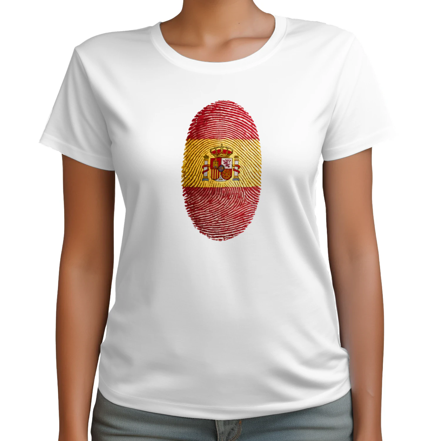 Spain Flag Fingerprint T-Shirt Spanish Pride Patriotic Heritage Graphic Tee