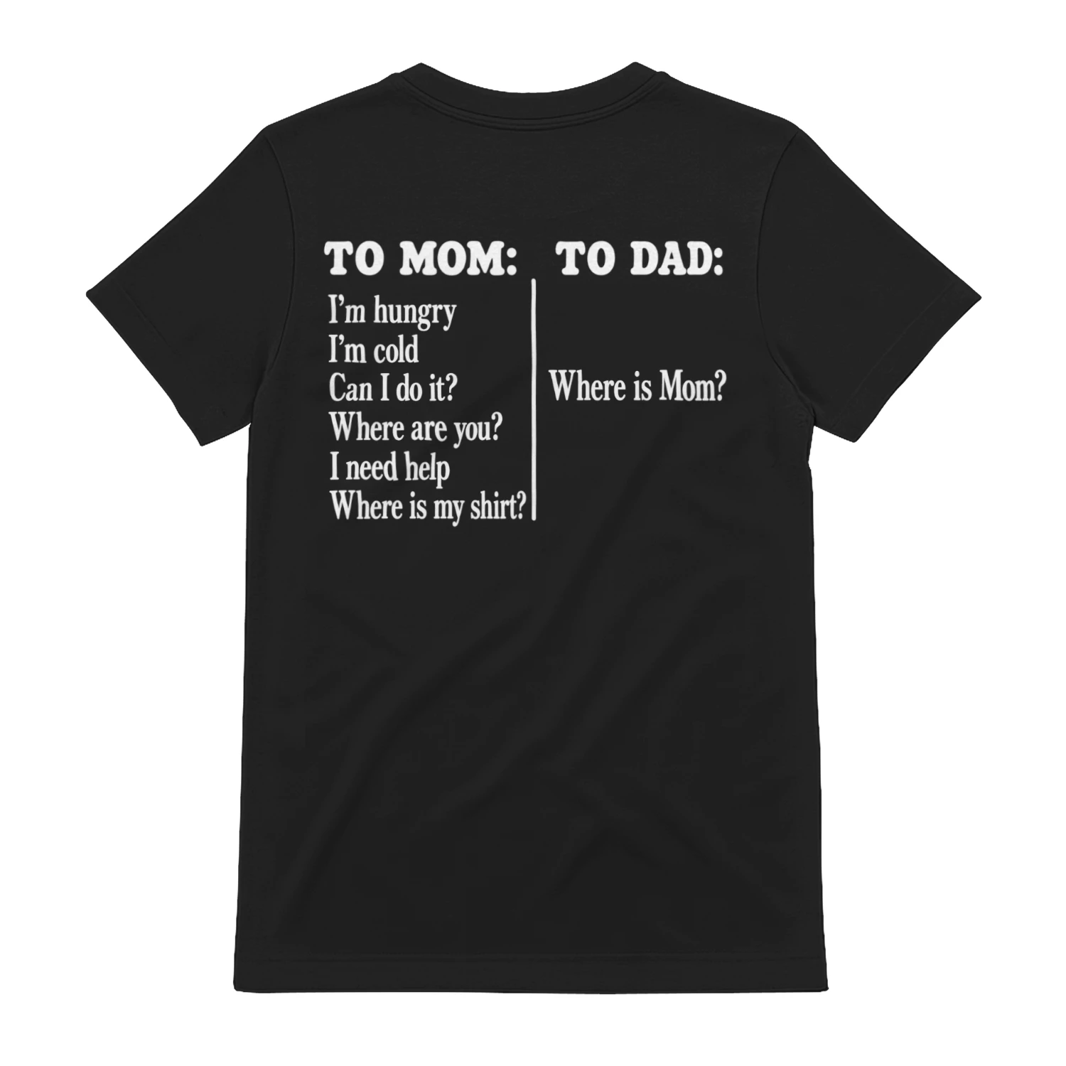 To Mom vs To Dad – Funny Parenting T-Shirt