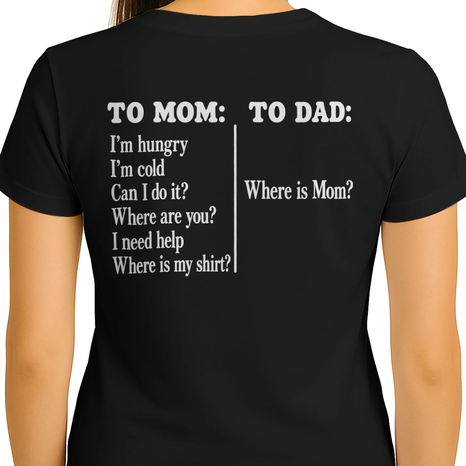 To Mom vs To Dad – Funny Parenting T-Shirt