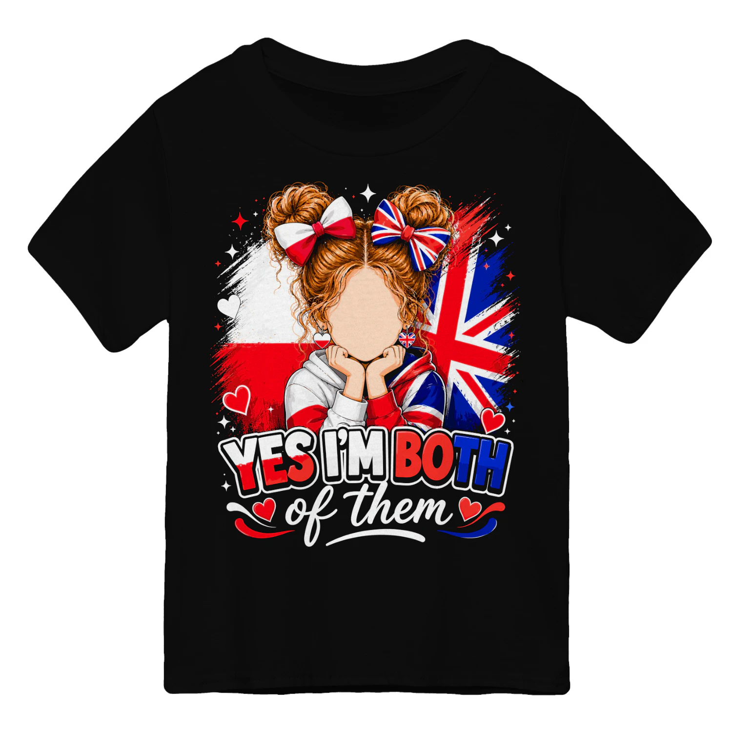 Half British Half Polish UK Poland Flag T-shirt