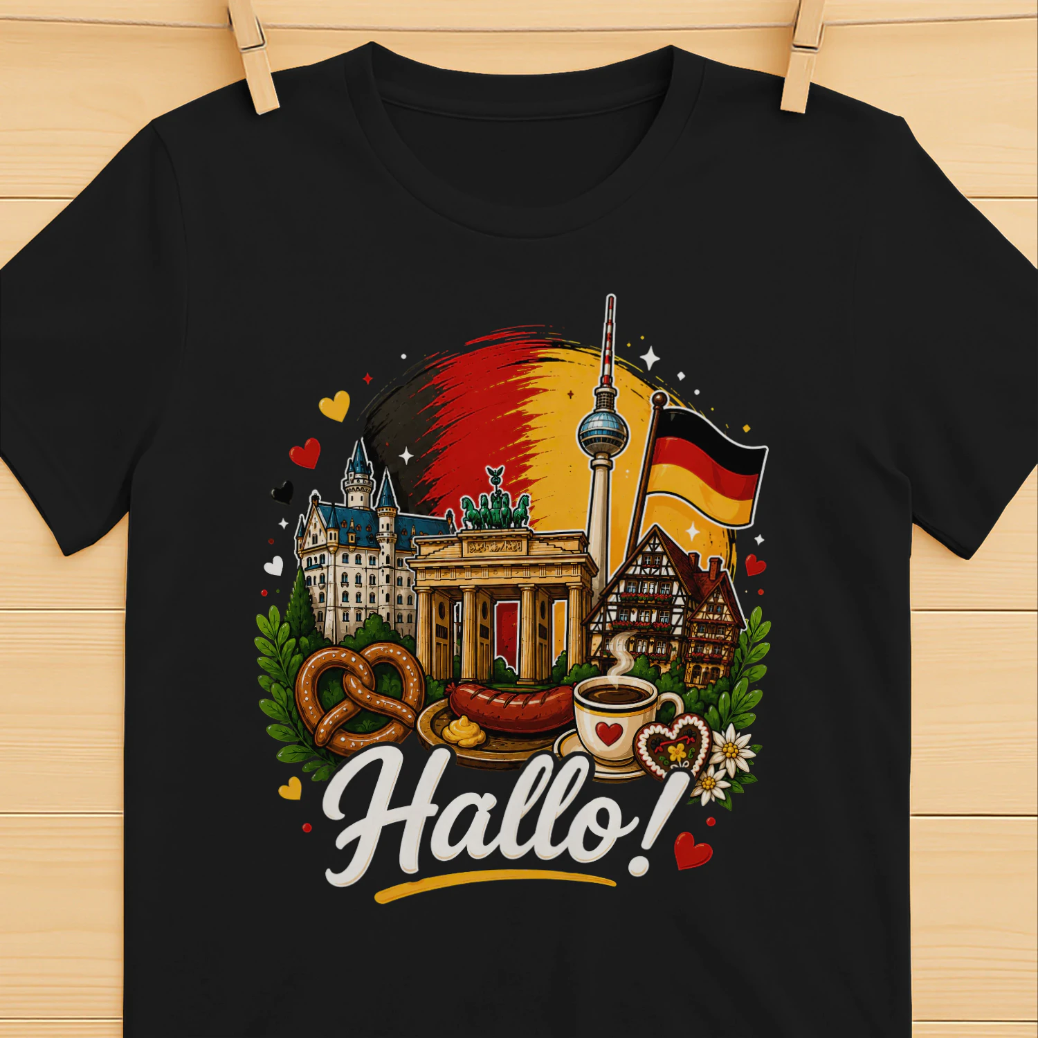 Hallo Germany German Flag T-shirt