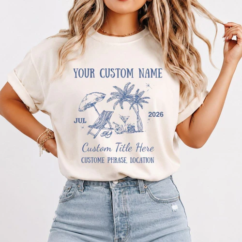 Custom Coastal Beach Cocktail Tee Disco Shirt