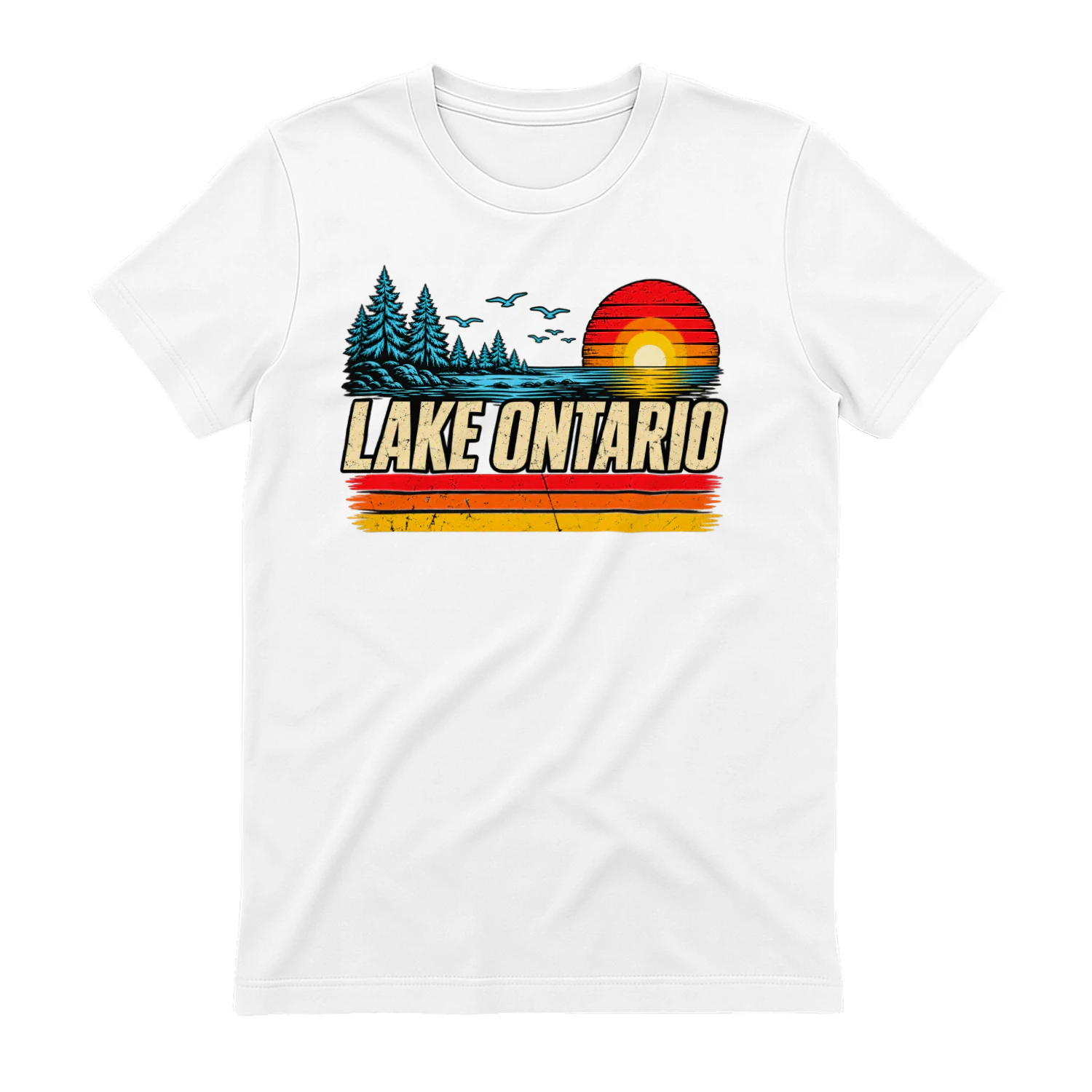 Lake Ontario Shirt, Great Lakes Sunset Graphic Tee, Retro Canada Vacation Gift