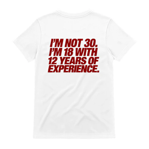 I’m Not 30, I’m 18 With 12 Years of Experience – Funny Sarcastic Graphic
