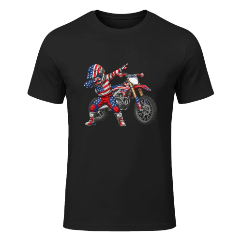 American Flag Stunt Motocross Rider Motorcross T Shirt MTC0004