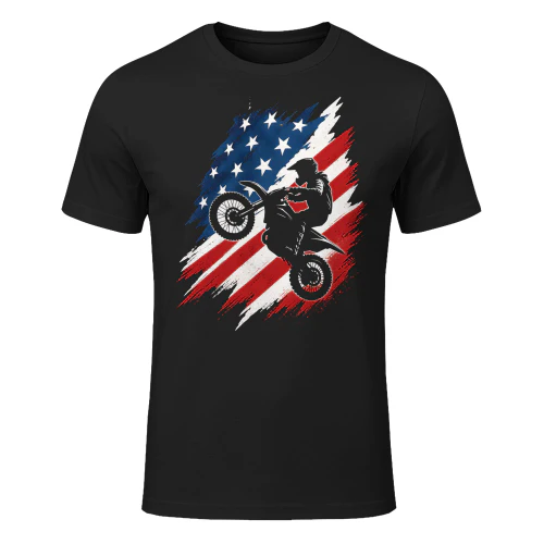 American Flag Jump Stunt Rider Motorcross T Shirt MTC0003