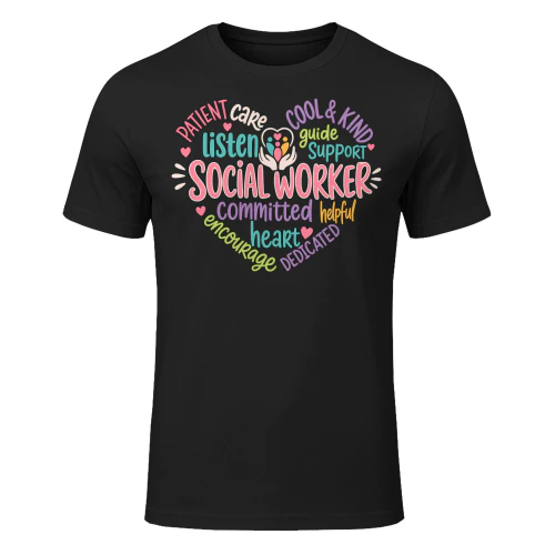 Cute Heart Word Cloud Social Worker T Shirt SSW0008