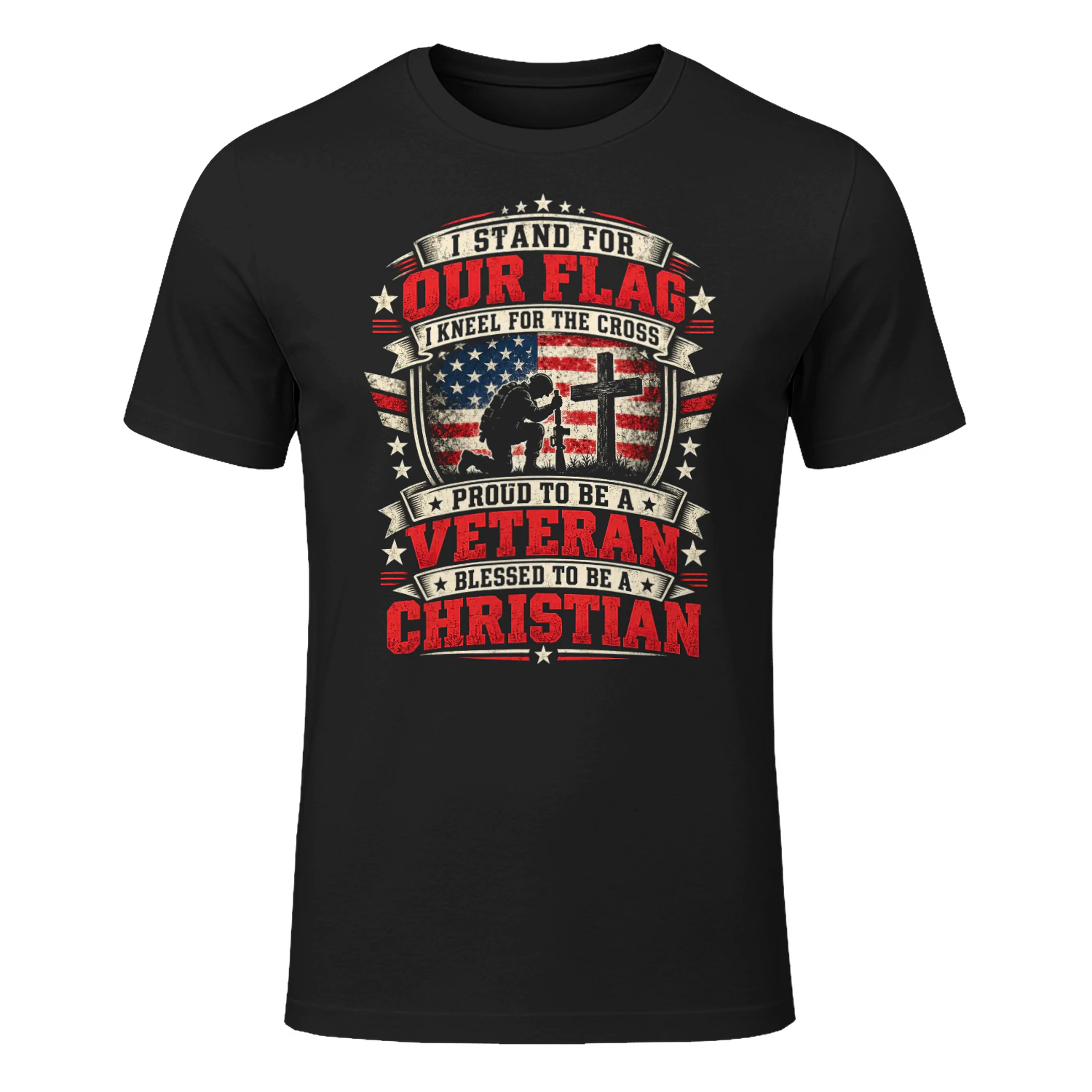Stand For Our Flag Kneel Cross Veteran T Shirt VET0069