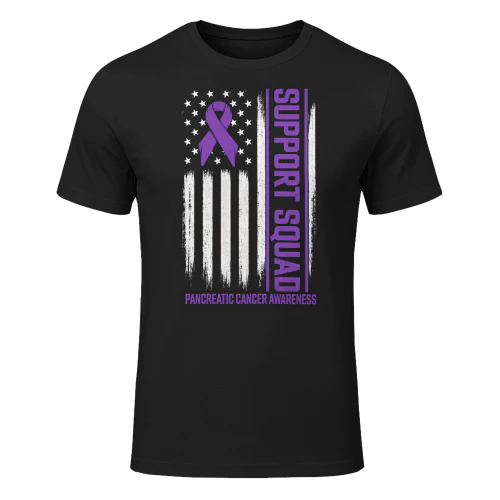 US Flag Support Squad Pancreatic Cancer T Shirt PCC0085
