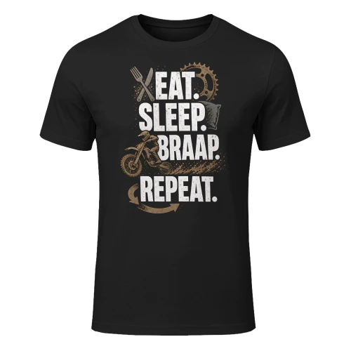 Eat Sleep Braap Repeat Distressed Motorcross T Shirt MTC0016