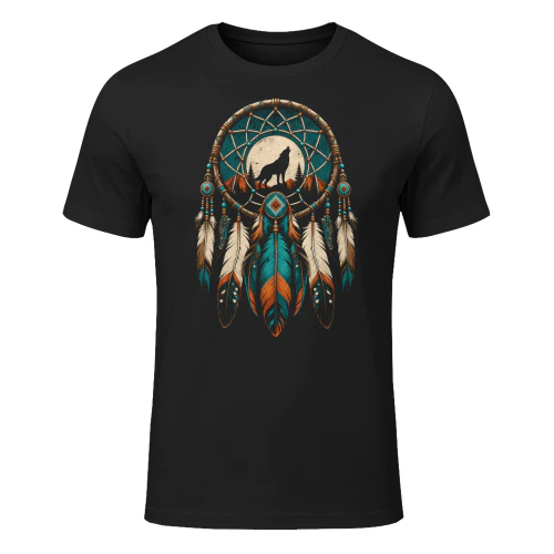 Howling Wolf Dreamcatcher Native American T Shirt NTA0021