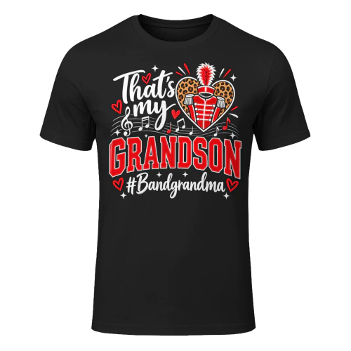 Thats My Grandson Heart Plaid Matching Band T Shirt MCB0080