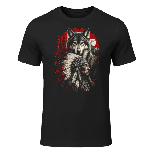 Wolf Spirit Chief Native American T Shirt NTA0073