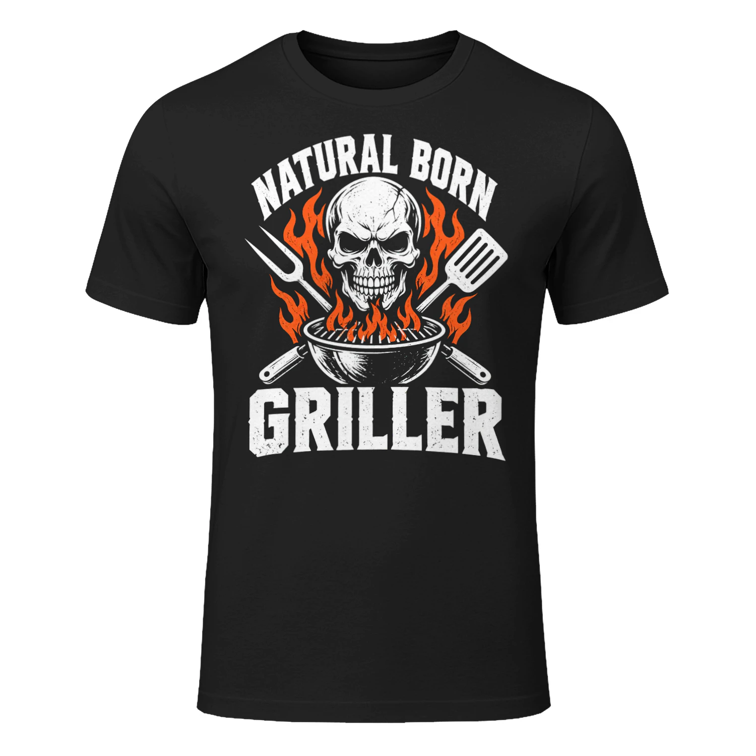 Natural Born Griller Skull Crossed Tools BBQ T Shirt BBQ0053