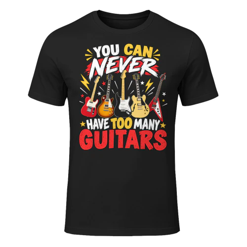 Never Too Many Guitars Red Guitar T Shirt GTR0026