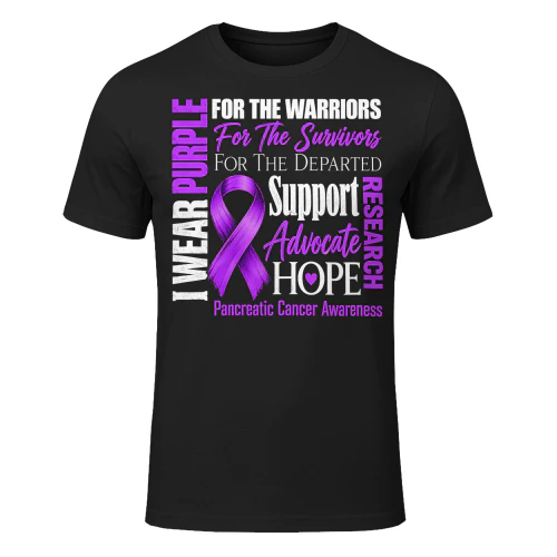 Support Advocate Hope Purple Ribbon Pancreatic Cancer T Shirt PCC0078