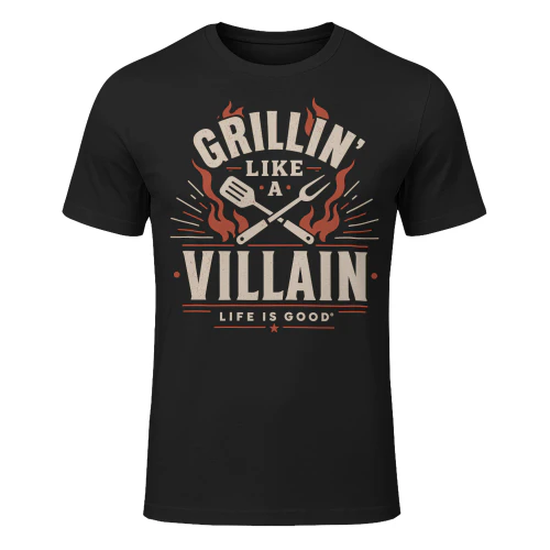 Grillin Like A Villain Retro Cookout Grill Master Life Is Good BBQ T Shirt BBQ0029