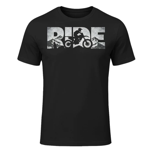 Ride Lettering With Bike Silhouette Motorcross T Shirt MTC0044