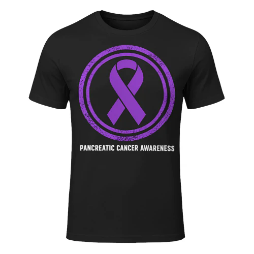 Purple Ribbon Awareness Circle Emblem Pancreatic Cancer T Shirt PCC0072