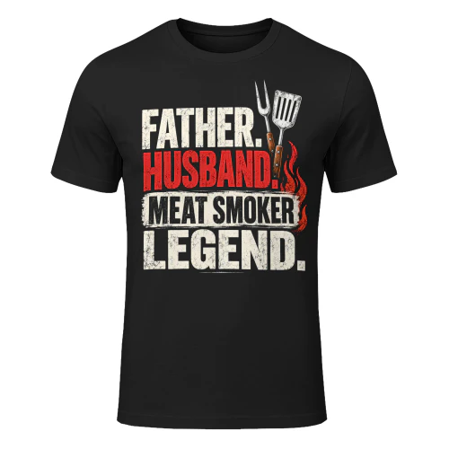 Father Husband Meat Smoker Legend Red BBQ T Shirt BBQ0024
