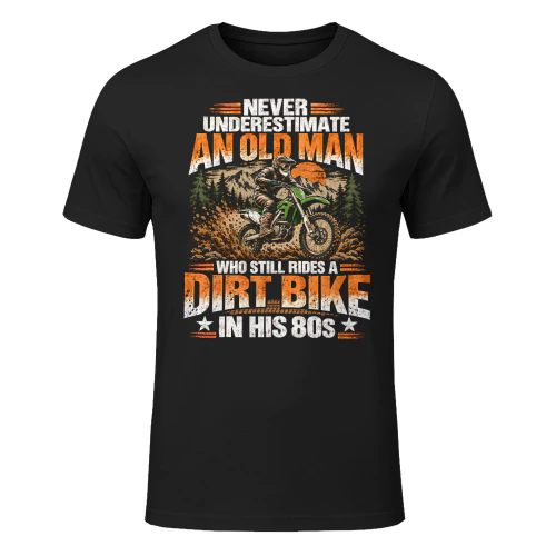 Never Underestimate Old Man Eighties Motorcross T Shirt MTC0040