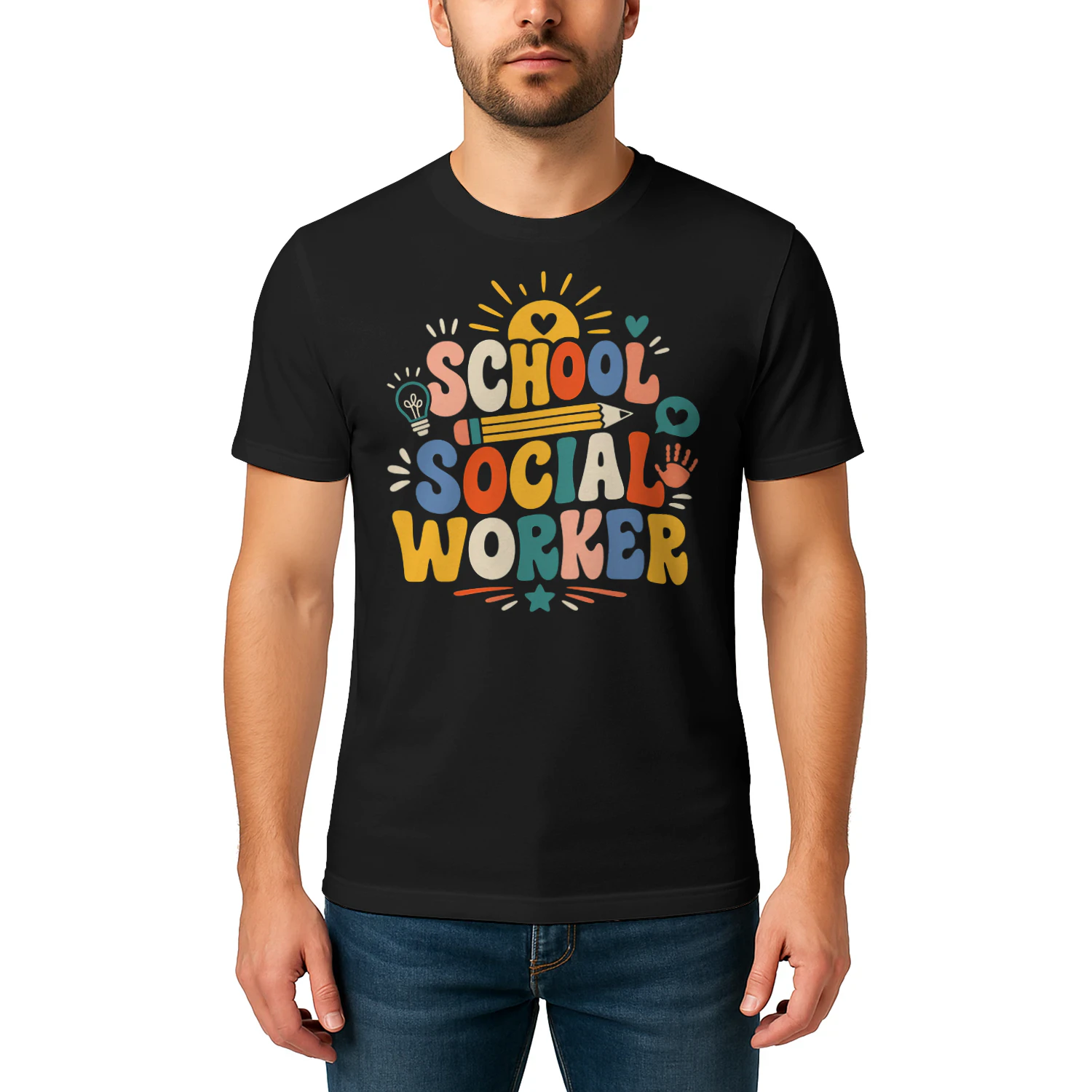 Retro Groovy School Social Worker T Shirt SSW0026