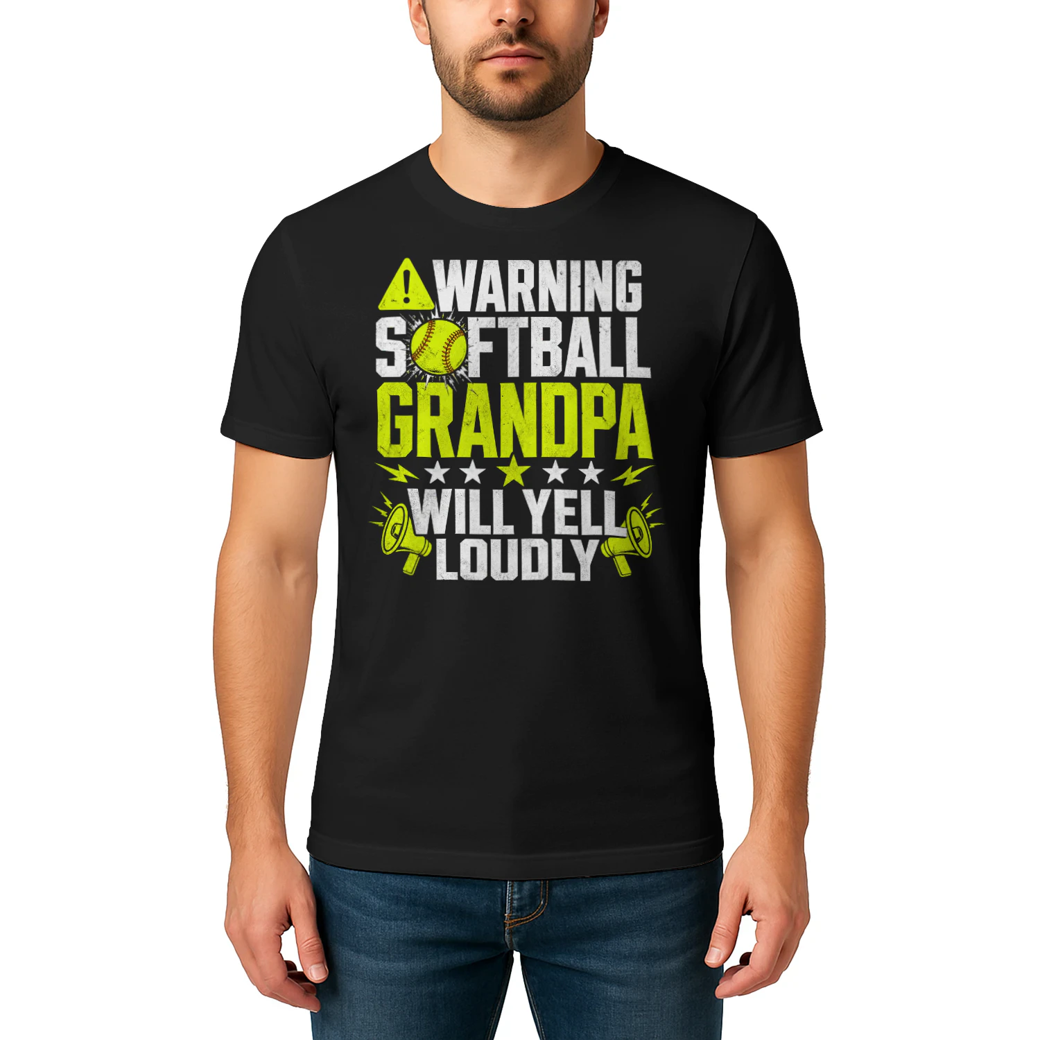 Warning Softball Grandpa Yell Loudly Softball T Shirt GRP0127