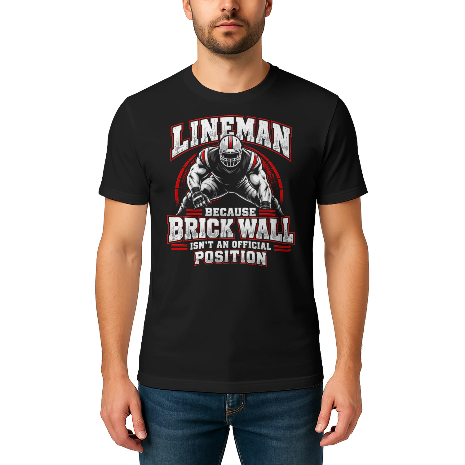 Lineman Brick Wall Official Position Football T Shirt FOB0054