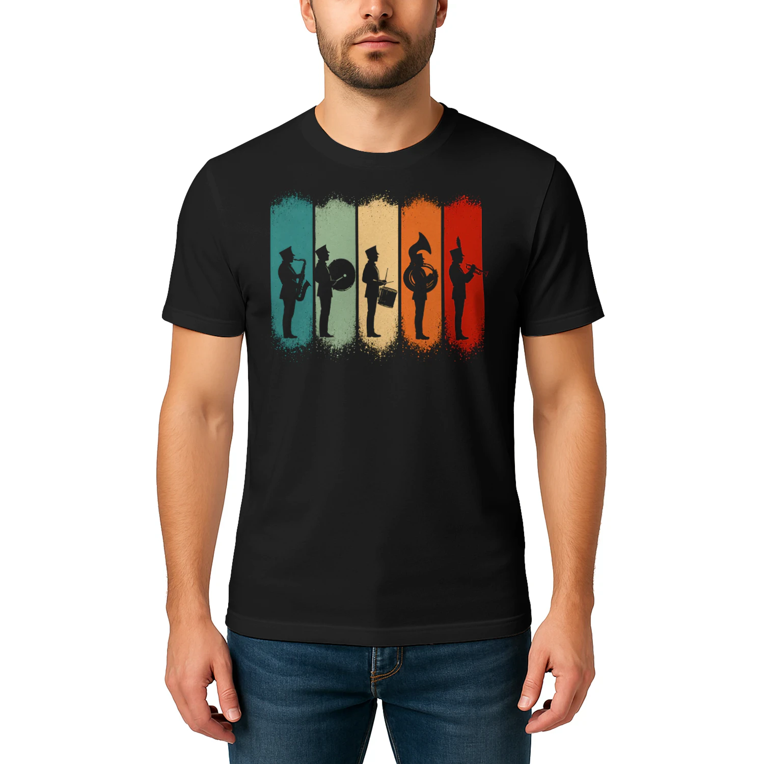 Retro Vintage Musician Silhouette Marching Band T Shirt MCB0072