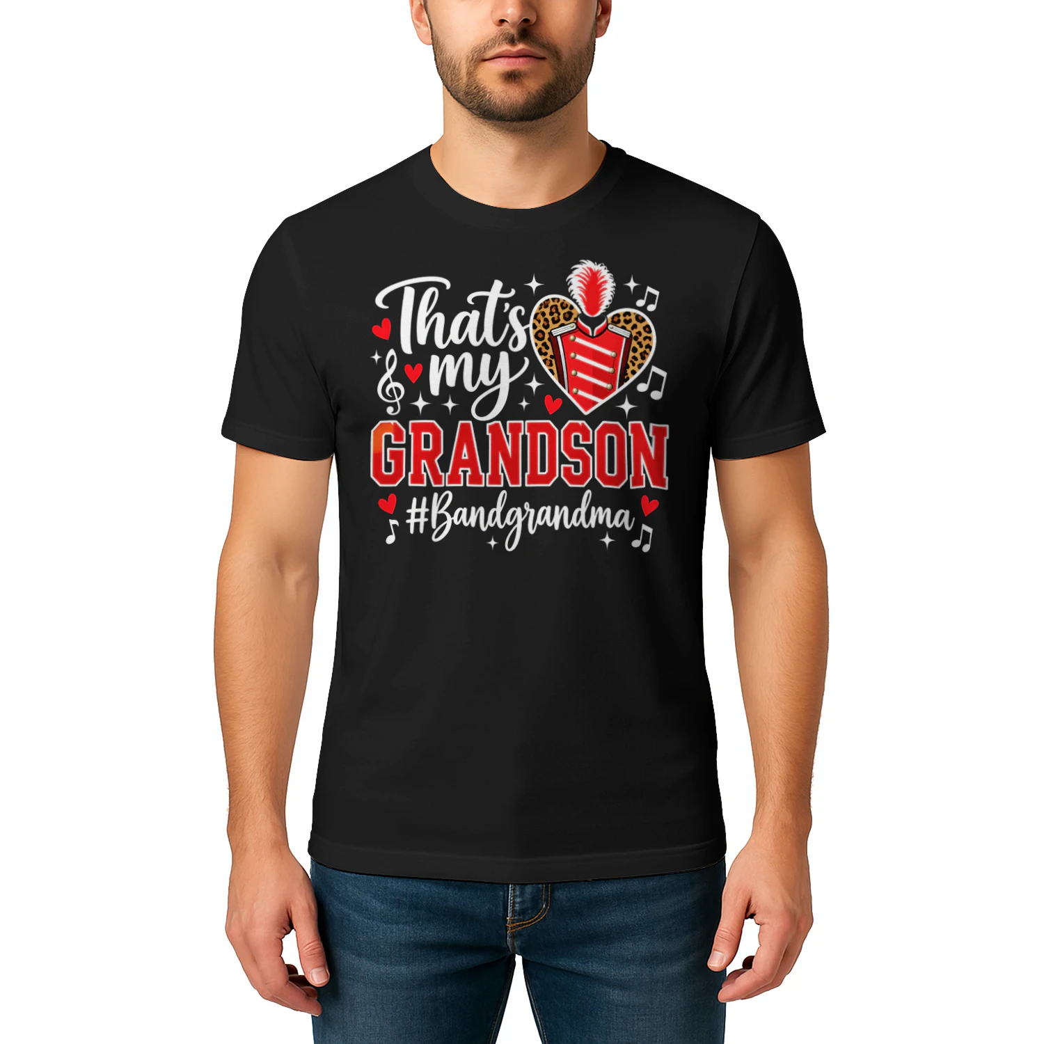 Thats My Grandson Heart Red Matching Band T Shirt MCB0081
