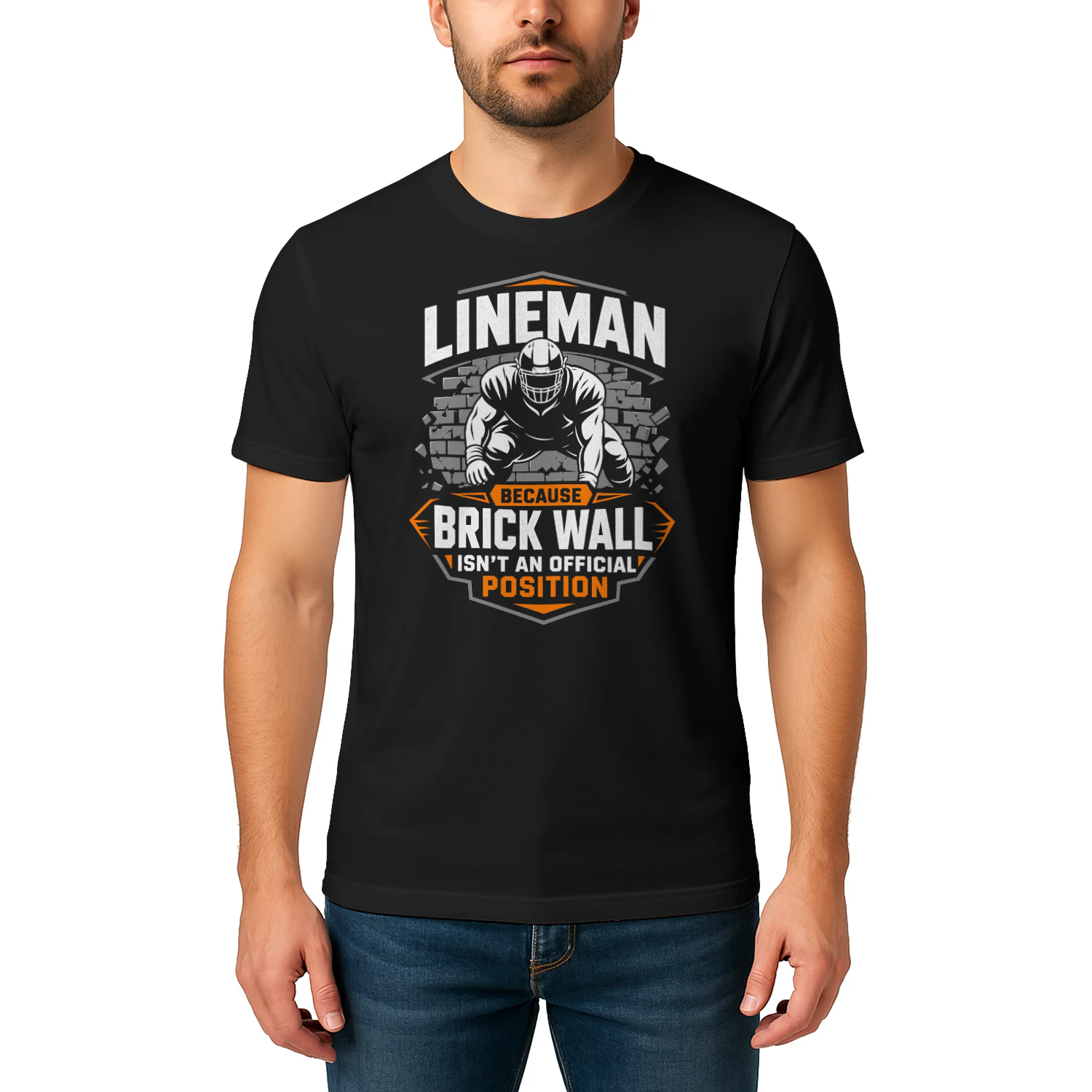 Lineman Brick Wall Funny American Football T Shirt FOB0053